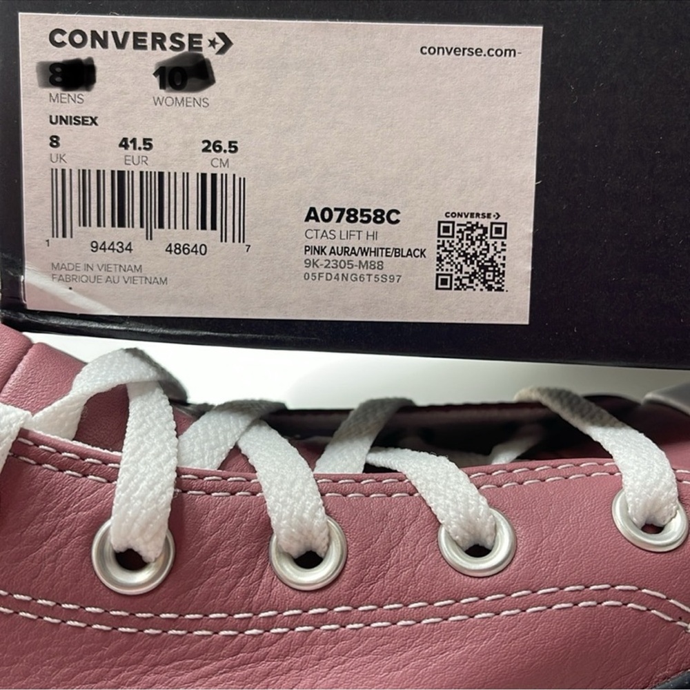Converse WMNS CTAS LIFT HI
PINK AURA/WHITE/BLACK A07858C Platforms Sneakers - Picture 16 of 16